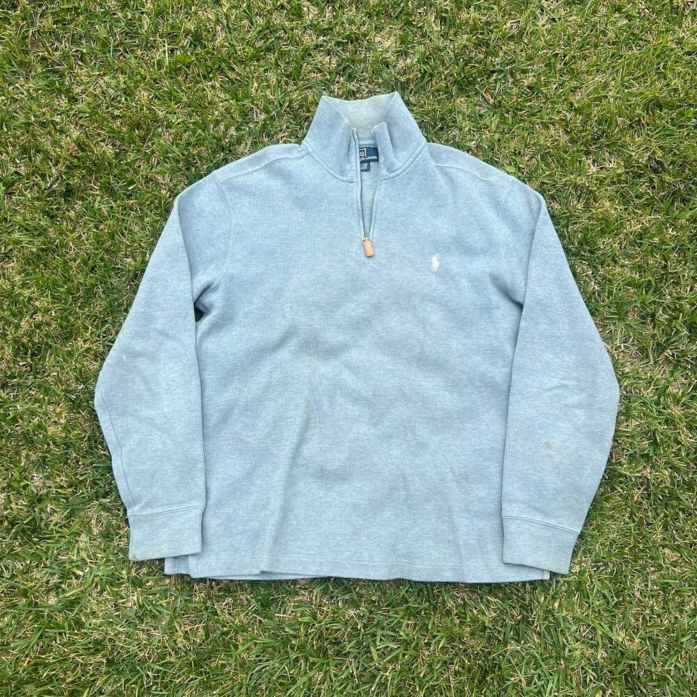 2000s Teal Polo Ralph Lauren Quarter zip preppy mens size M
